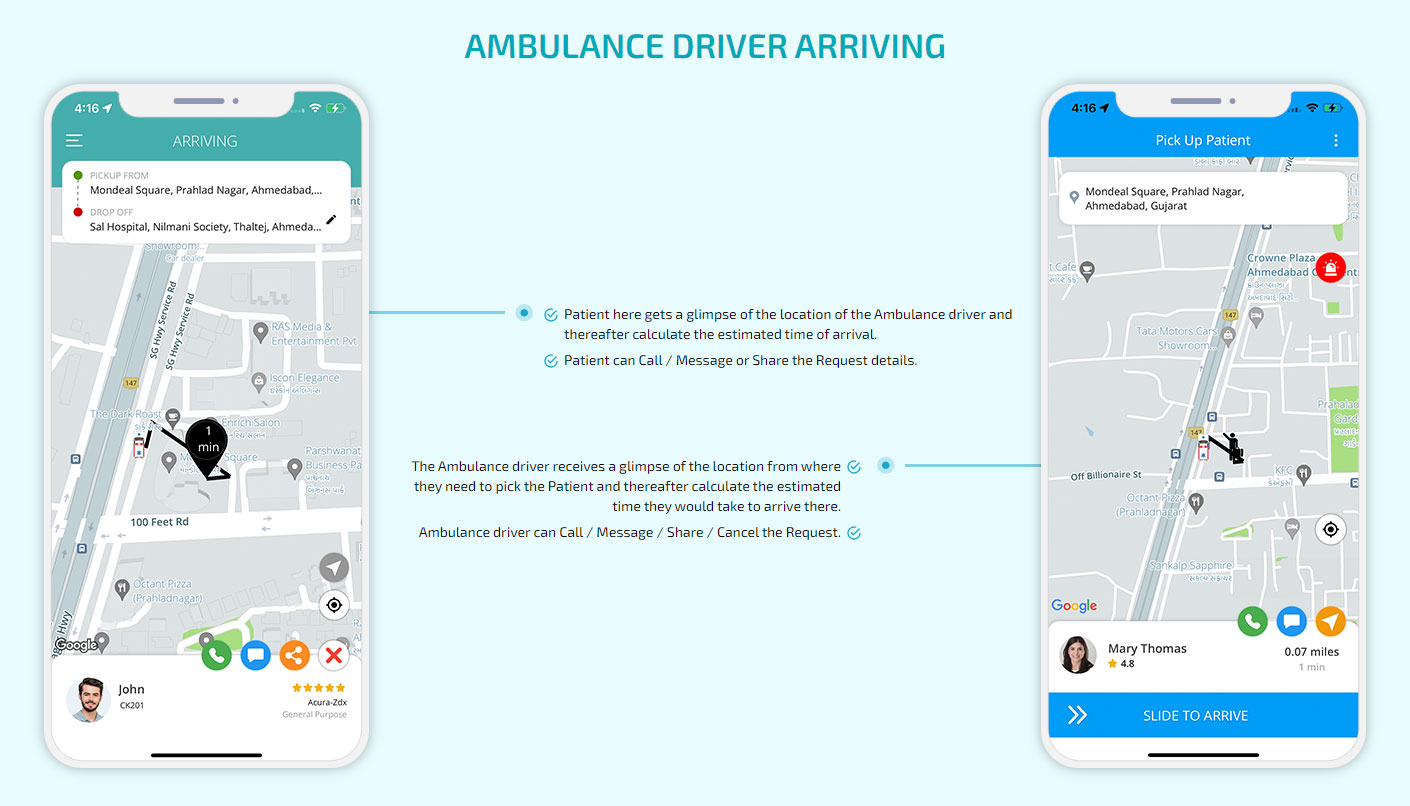 ambulance driving arriving