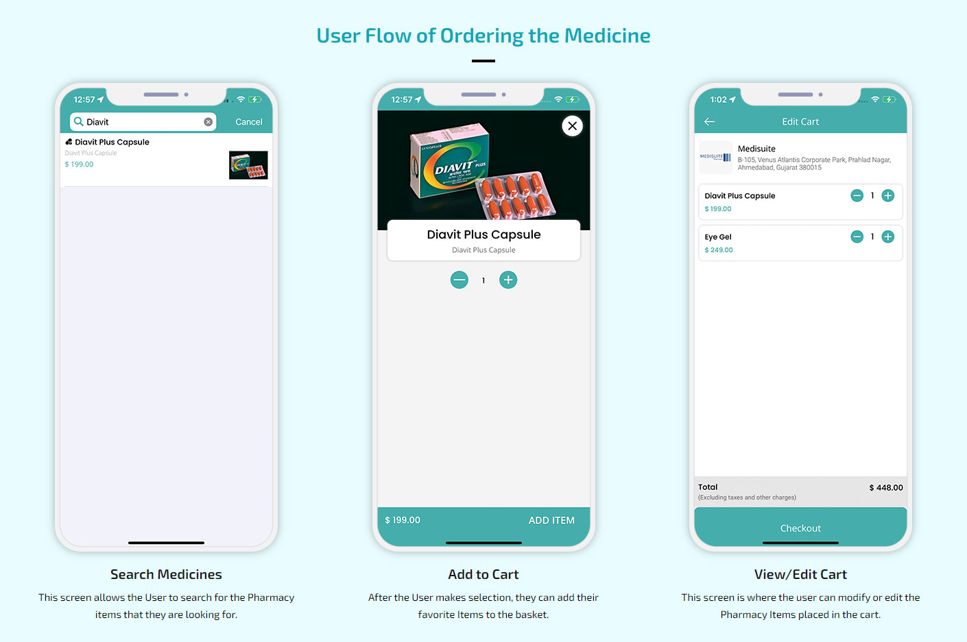 user flow of ordering medicine