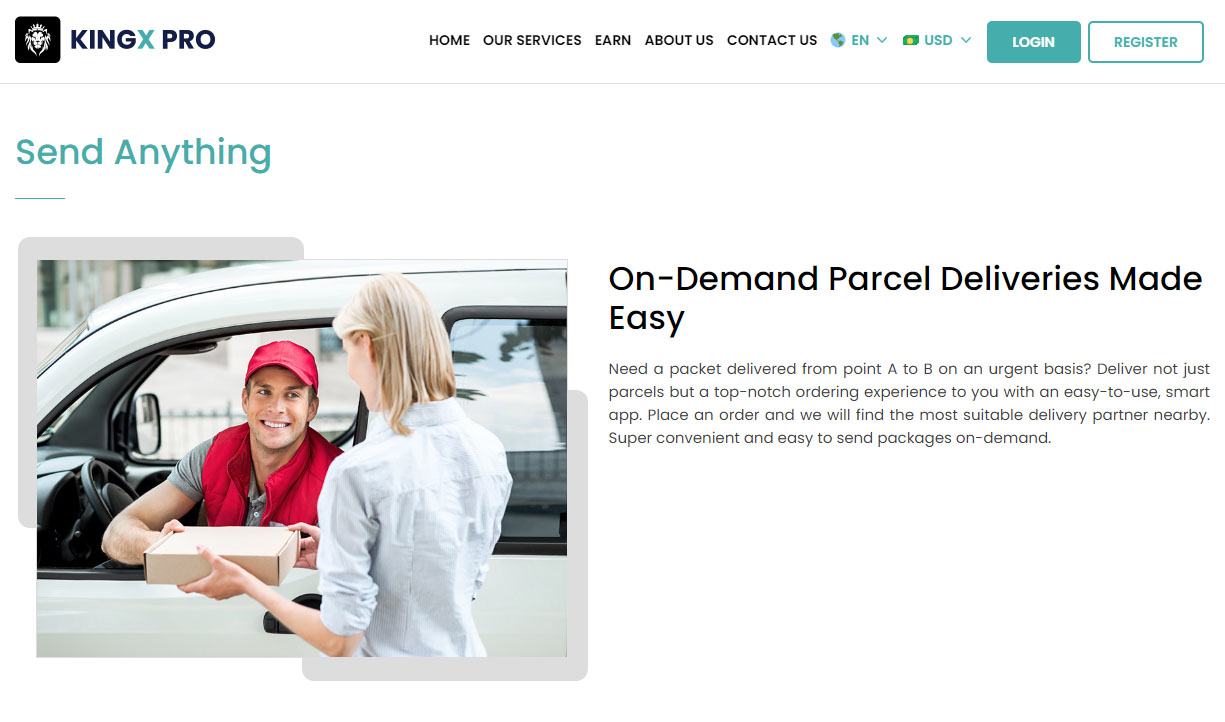 Parcel Delivery Page