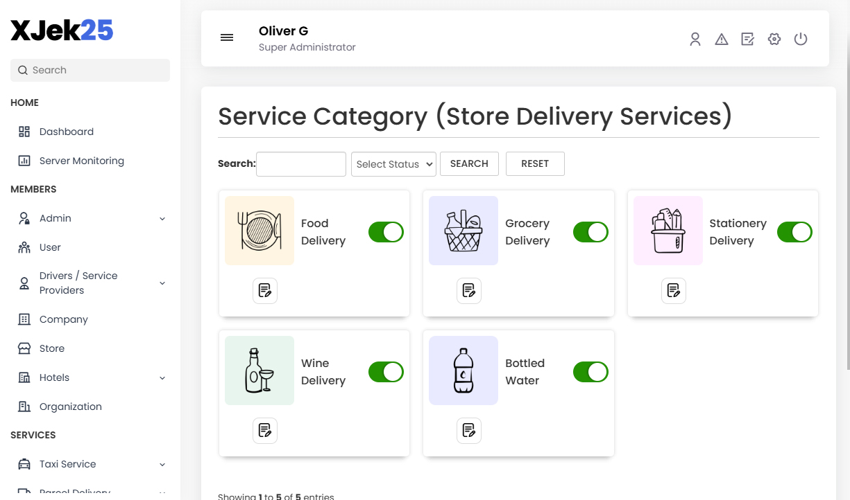 Service Category (store Delivery Services)