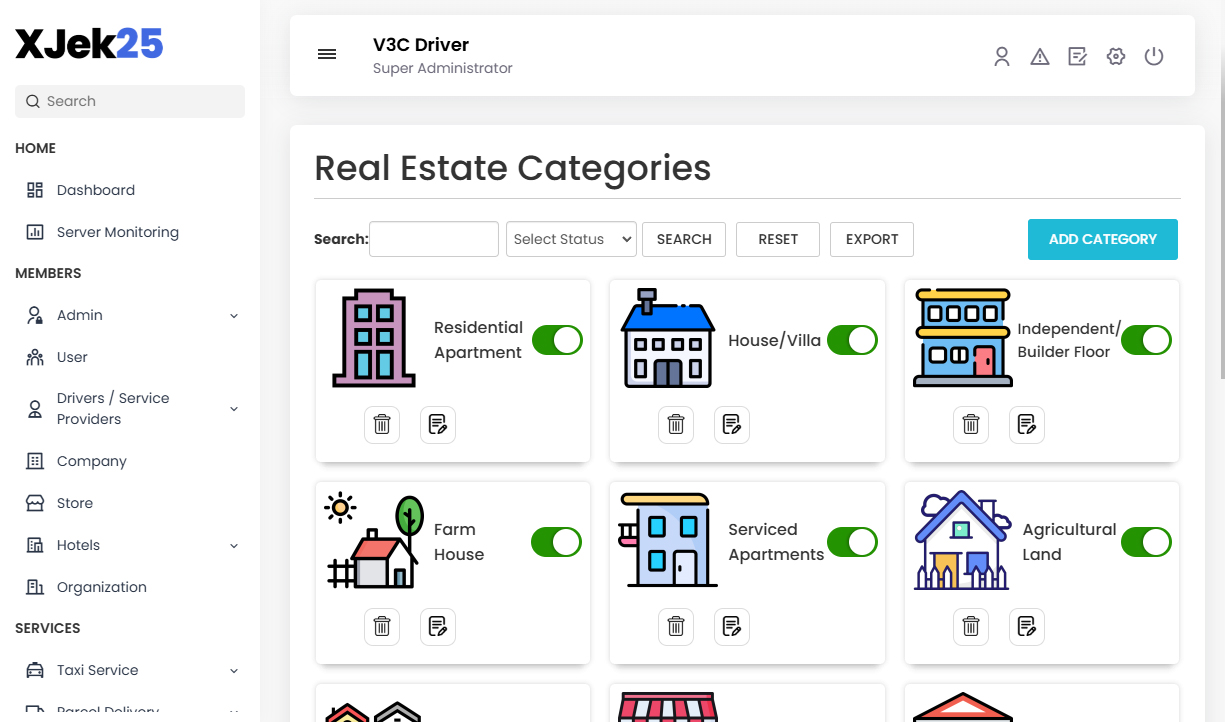 Manage Real Estate Categories