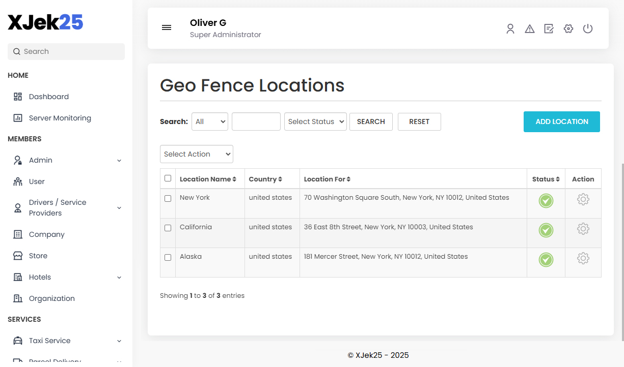 Geo Fence Locations